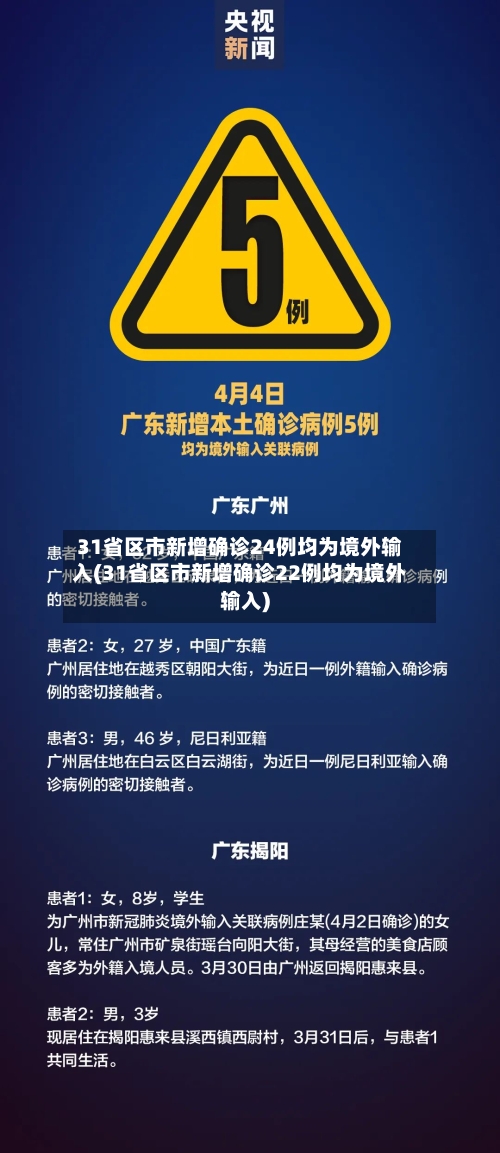 31省区市新增确诊24例均为境外输入(31省区市新增确诊22例均为境外输入)